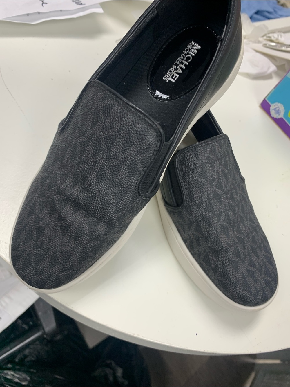 Michael Kors Men's Black Slip-On Loafers with MK Monogram - Picture 9 of 9
